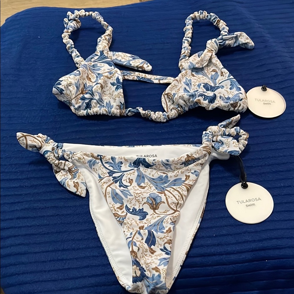 Tularosa Blue and Brown Floral Bikini
